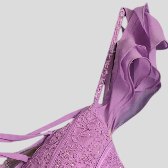 NWT ELLIE WILDE 2 By MON CHERI ( 6 ) White Iris 2 Pc. Floral Prom Forma… - Picture 6 of 7